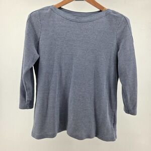 Chaps Women's Size XL Light Blue Waffle Knit 3/4 Sleeve Boat Neck Pullover Top